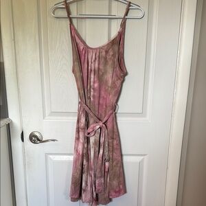 White Birch Pink and Brown Tie-Dye Dress